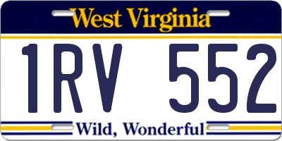 WV license plate 1RV552