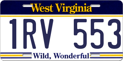 WV license plate 1RV553