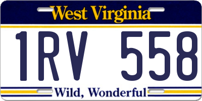 WV license plate 1RV558