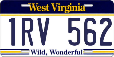 WV license plate 1RV562