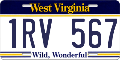 WV license plate 1RV567