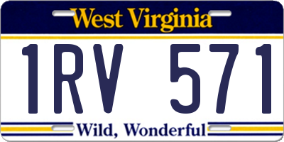 WV license plate 1RV571