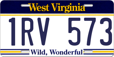 WV license plate 1RV573