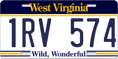 WV license plate 1RV574