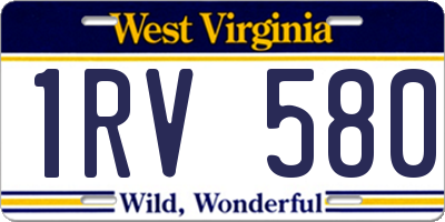 WV license plate 1RV580