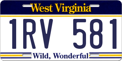WV license plate 1RV581