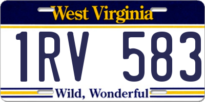 WV license plate 1RV583