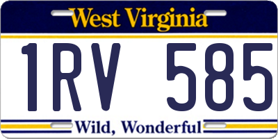WV license plate 1RV585