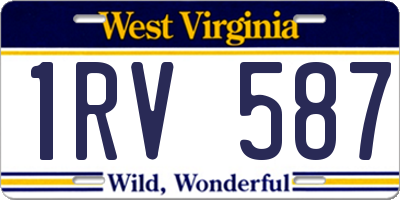WV license plate 1RV587