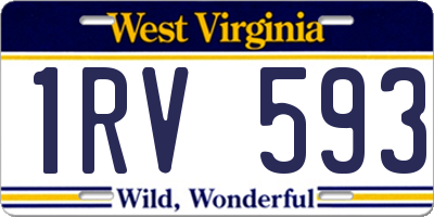 WV license plate 1RV593