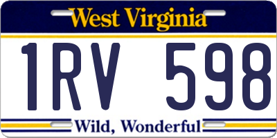 WV license plate 1RV598