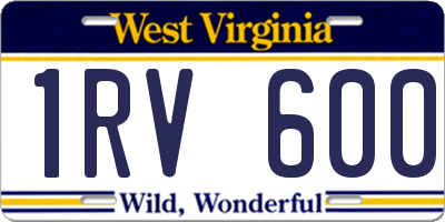 WV license plate 1RV600