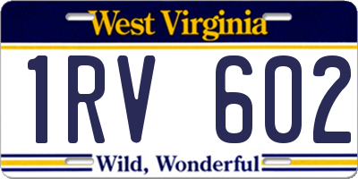 WV license plate 1RV602