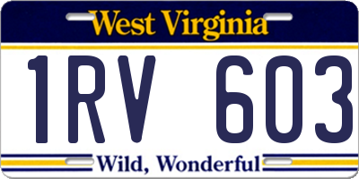 WV license plate 1RV603