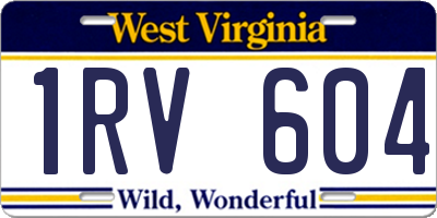 WV license plate 1RV604