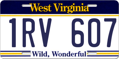 WV license plate 1RV607