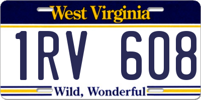 WV license plate 1RV608