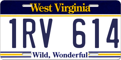 WV license plate 1RV614