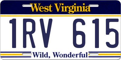 WV license plate 1RV615