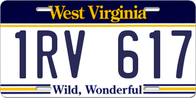 WV license plate 1RV617