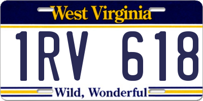 WV license plate 1RV618
