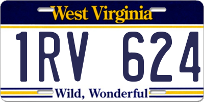 WV license plate 1RV624