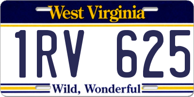 WV license plate 1RV625