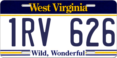 WV license plate 1RV626