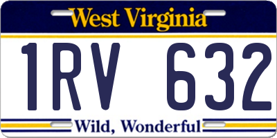 WV license plate 1RV632