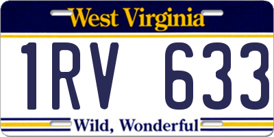 WV license plate 1RV633