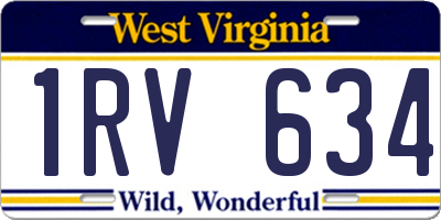 WV license plate 1RV634
