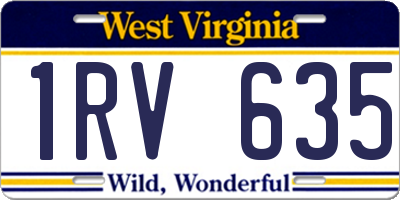 WV license plate 1RV635