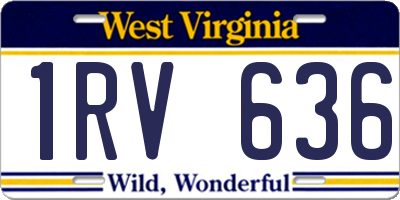 WV license plate 1RV636