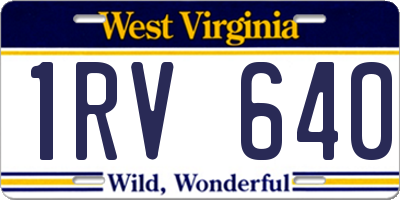 WV license plate 1RV640