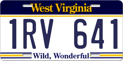 WV license plate 1RV641