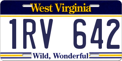 WV license plate 1RV642