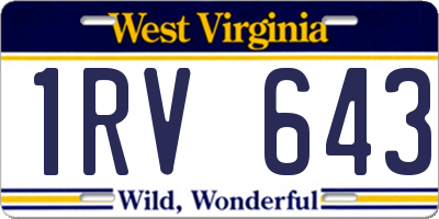 WV license plate 1RV643