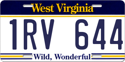 WV license plate 1RV644