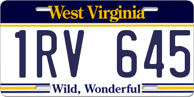 WV license plate 1RV645