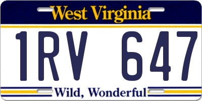 WV license plate 1RV647