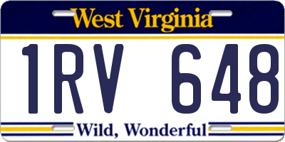 WV license plate 1RV648