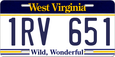 WV license plate 1RV651