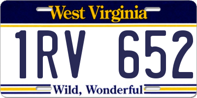 WV license plate 1RV652