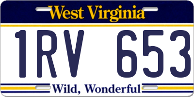WV license plate 1RV653