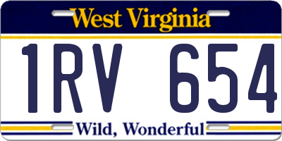 WV license plate 1RV654