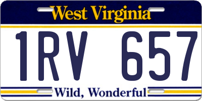 WV license plate 1RV657