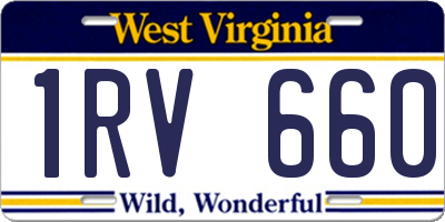 WV license plate 1RV660