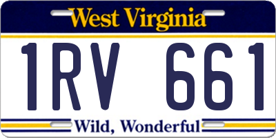 WV license plate 1RV661