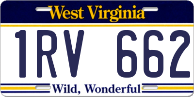 WV license plate 1RV662