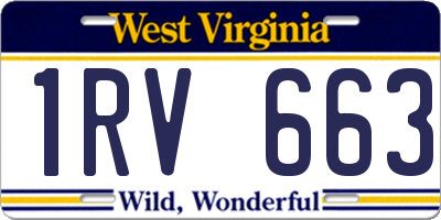WV license plate 1RV663